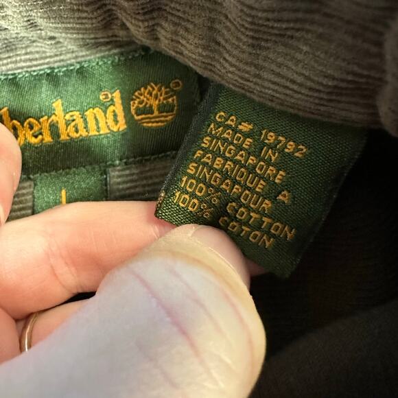 Timberland Olive Green Corduroy Long Sleeve Button Down Shirt Size L - Picture 6 of 8